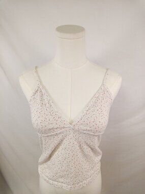 Brandy Melville Junior's White Flower Tank Top